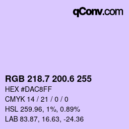カラーコード: RGB 218.7 200.6 255 | qconv.com