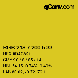 カラーコード: RGB 218.7 200.6 33 | qconv.com