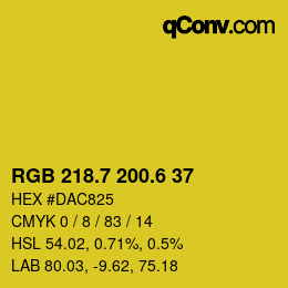 カラーコード: RGB 218.7 200.6 37 | qconv.com