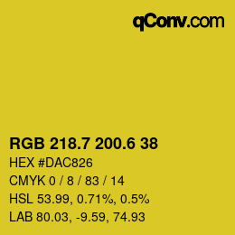 カラーコード: RGB 218.7 200.6 38 | qconv.com