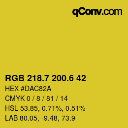 颜色代码: RGB 218.7 200.6 42 | qconv.com