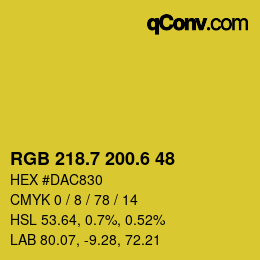 カラーコード: RGB 218.7 200.6 48 | qconv.com