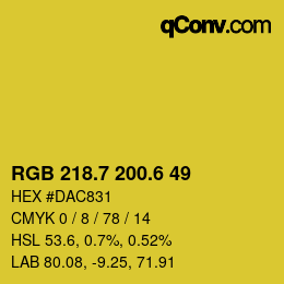 カラーコード: RGB 218.7 200.6 49 | qconv.com