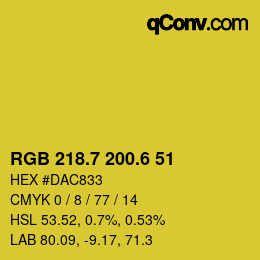 カラーコード: RGB 218.7 200.6 51 | qconv.com
