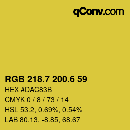カラーコード: RGB 218.7 200.6 59 | qconv.com