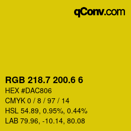 カラーコード: RGB 218.7 200.6 6 | qconv.com