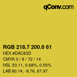 カラーコード: RGB 218.7 200.6 61 | qconv.com