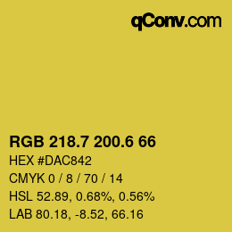 カラーコード: RGB 218.7 200.6 66 | qconv.com