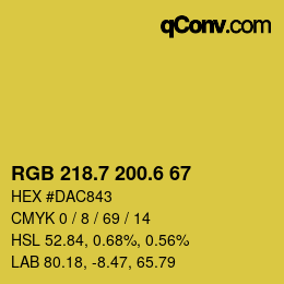 カラーコード: RGB 218.7 200.6 67 | qconv.com
