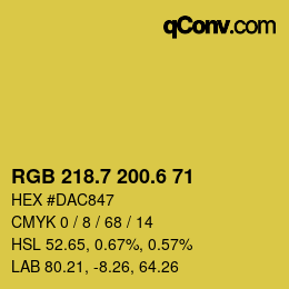 カラーコード: RGB 218.7 200.6 71 | qconv.com