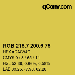 カラーコード: RGB 218.7 200.6 76 | qconv.com