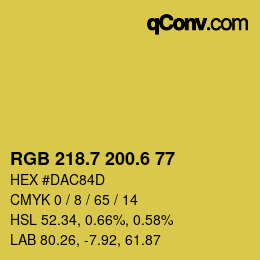 カラーコード: RGB 218.7 200.6 77 | qconv.com