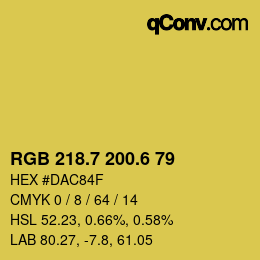 カラーコード: RGB 218.7 200.6 79 | qconv.com