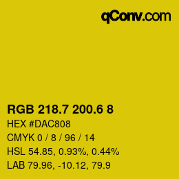 カラーコード: RGB 218.7 200.6 8 | qconv.com