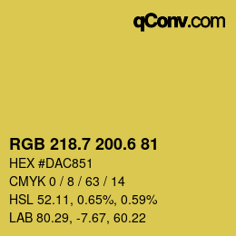 カラーコード: RGB 218.7 200.6 81 | qconv.com