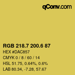 カラーコード: RGB 218.7 200.6 87 | qconv.com