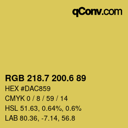 カラーコード: RGB 218.7 200.6 89 | qconv.com