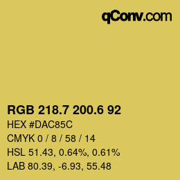 カラーコード: RGB 218.7 200.6 92 | qconv.com