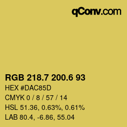 カラーコード: RGB 218.7 200.6 93 | qconv.com