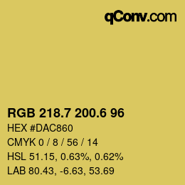 カラーコード: RGB 218.7 200.6 96 | qconv.com
