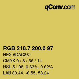 カラーコード: RGB 218.7 200.6 97 | qconv.com