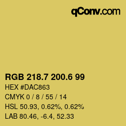 カラーコード: RGB 218.7 200.6 99 | qconv.com