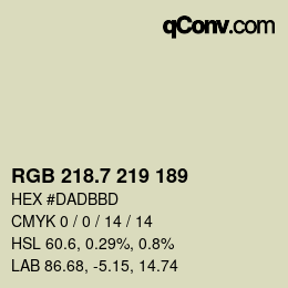 カラーコード: RGB 218.7 219 189 | qconv.com