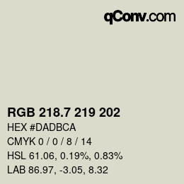 カラーコード: RGB 218.7 219 202 | qconv.com