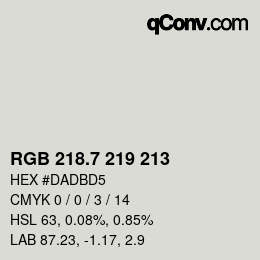 カラーコード: RGB 218.7 219 213 | qconv.com