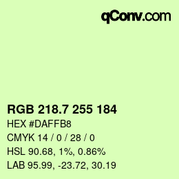 カラーコード: RGB 218.7 255 184 | qconv.com
