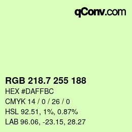 カラーコード: RGB 218.7 255 188 | qconv.com