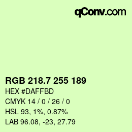 カラーコード: RGB 218.7 255 189 | qconv.com