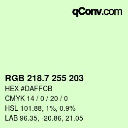 カラーコード: RGB 218.7 255 203 | qconv.com