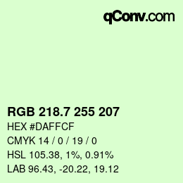 カラーコード: RGB 218.7 255 207 | qconv.com