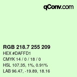 カラーコード: RGB 218.7 255 209 | qconv.com