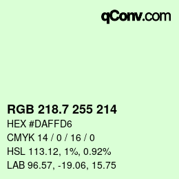 カラーコード: RGB 218.7 255 214 | qconv.com