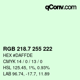 カラーコード: RGB 218.7 255 222 | qconv.com