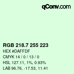 カラーコード: RGB 218.7 255 223 | qconv.com
