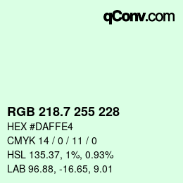 カラーコード: RGB 218.7 255 228 | qconv.com