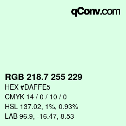 カラーコード: RGB 218.7 255 229 | qconv.com
