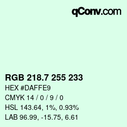 カラーコード: RGB 218.7 255 233 | qconv.com