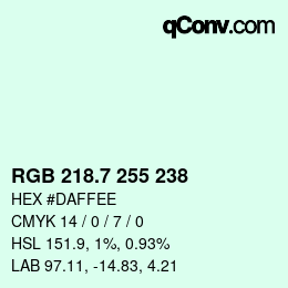 カラーコード: RGB 218.7 255 238 | qconv.com
