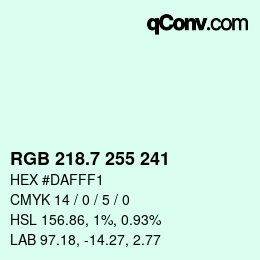 カラーコード: RGB 218.7 255 241 | qconv.com