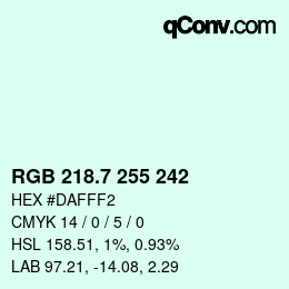 カラーコード: RGB 218.7 255 242 | qconv.com