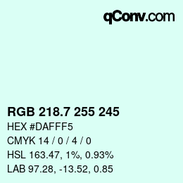 カラーコード: RGB 218.7 255 245 | qconv.com