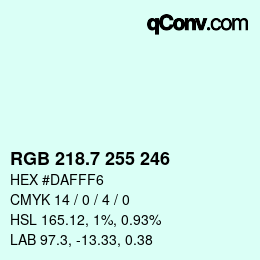 カラーコード: RGB 218.7 255 246 | qconv.com