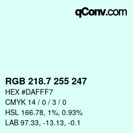 カラーコード: RGB 218.7 255 247 | qconv.com