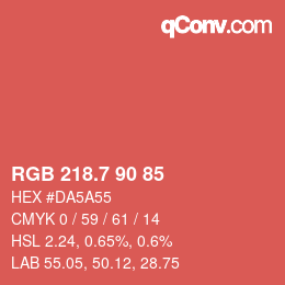 カラーコード: RGB 218.7 90 85 | qconv.com
