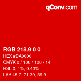 カラーコード: RGB 218.9 0 0 | qconv.com