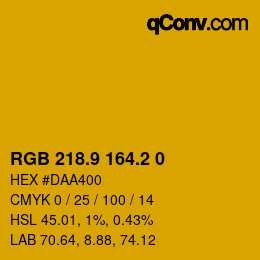カラーコード: RGB 218.9 164.2 0 | qconv.com